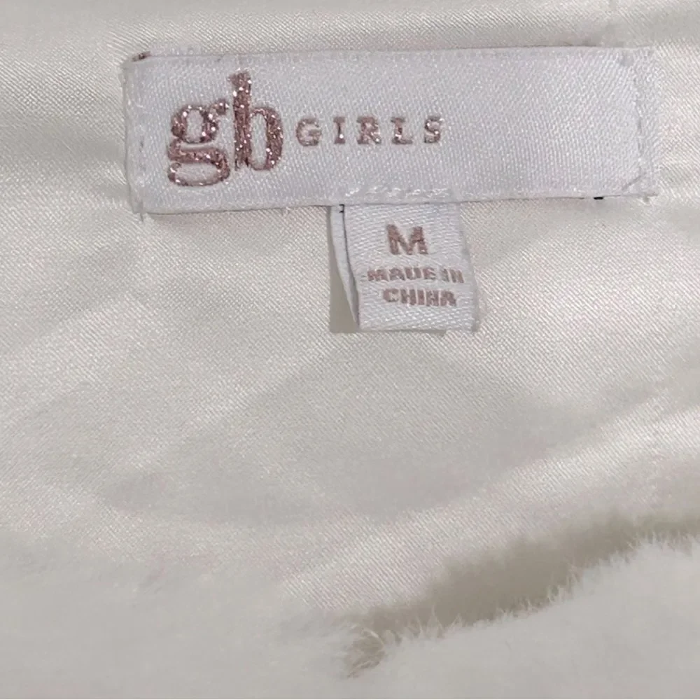 GB Social Big Girls Ivory Faux Fur Jacket Size M